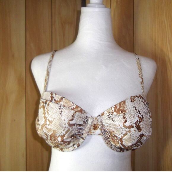 NWT Shade & Shore Snake Print Swimwear Underwire Built-in Bra Bikini Top 34D - Picture 1 of 6